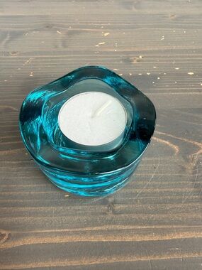 Vintage Pier 1 wavy glass tea light candle holder